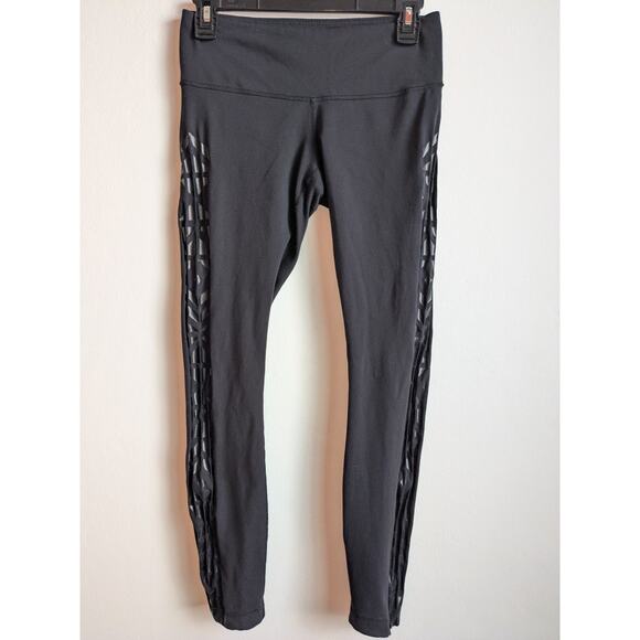 Lululemon Wunder Under Aztec Print Side Panel Full On Luon Legging Pants Black 6 - Picture 2 of 11